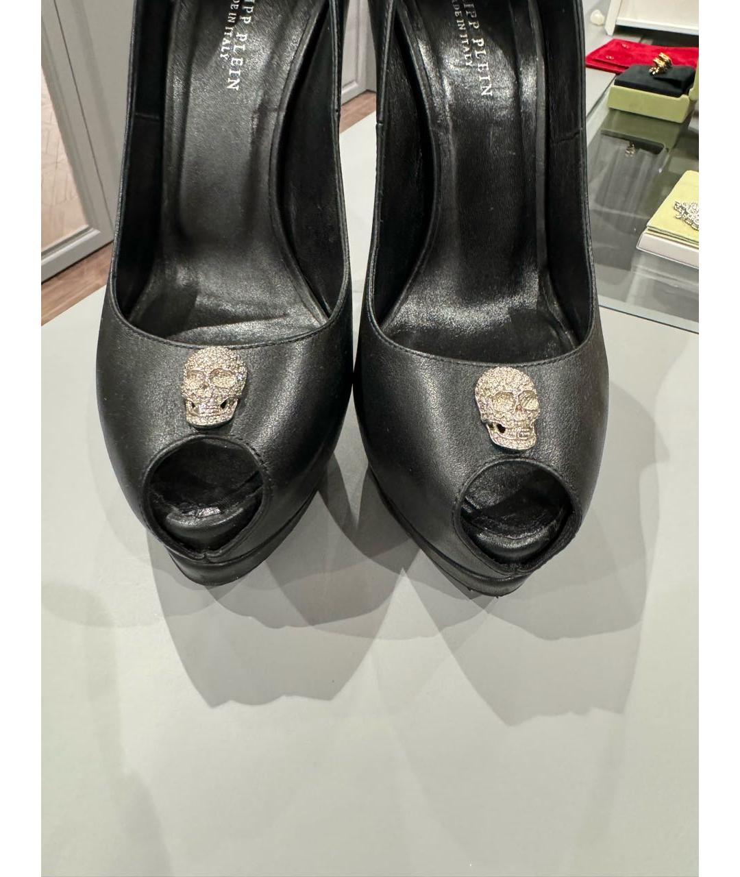 PHILIPP PLEIN Черные кожаные туфли, фото 4