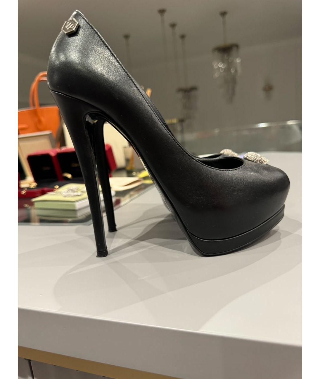 PHILIPP PLEIN Черные кожаные туфли, фото 6