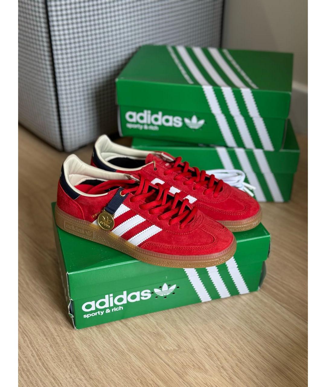 ADIDAS Красные замшевые кеды, фото 3