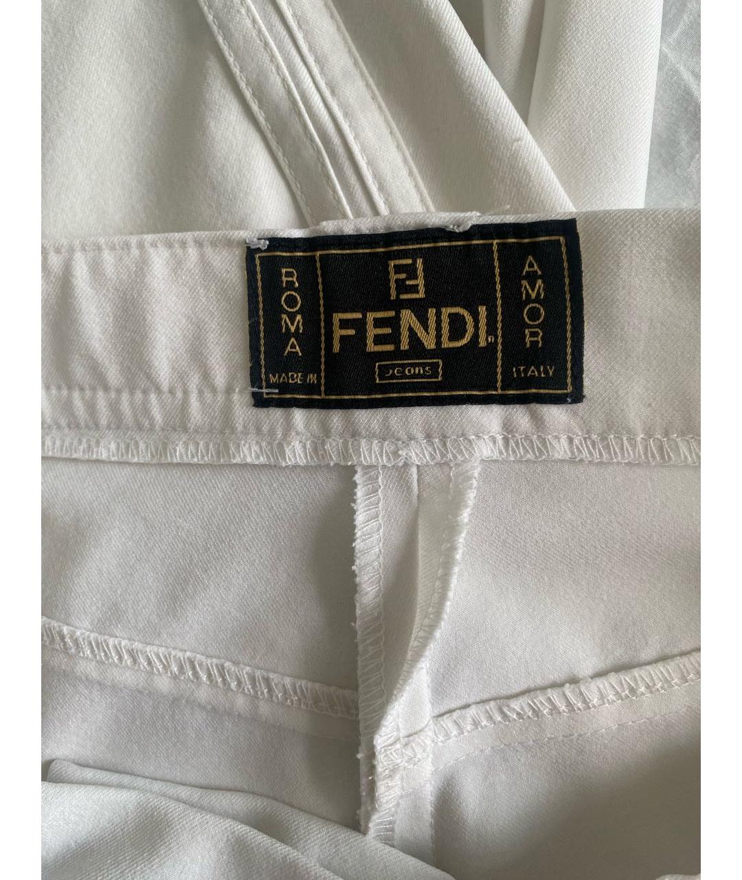 FENDI Белые полиамидовые прямые брюки, фото 3