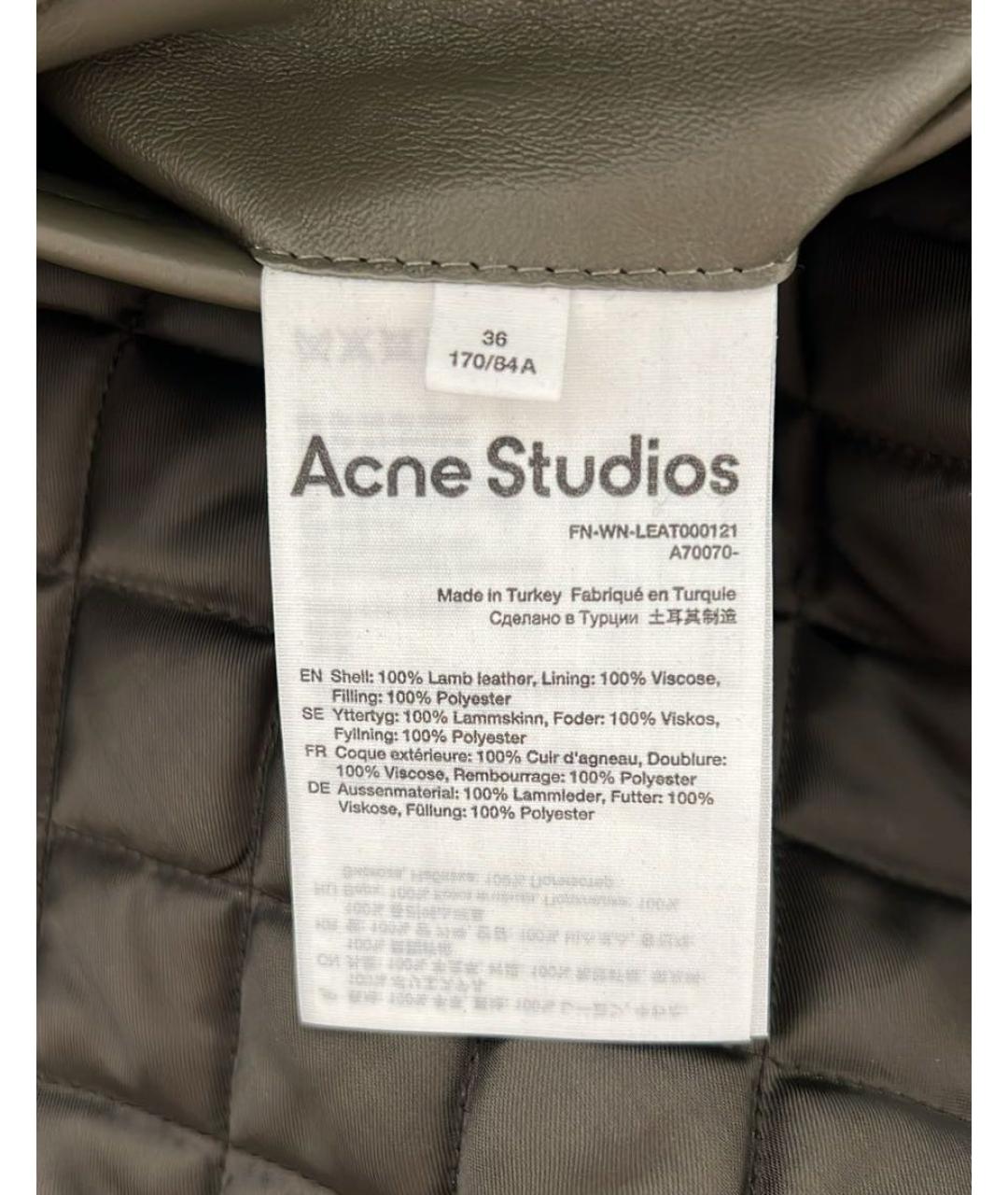 ACNE STUDIOS Хаки кожаная куртка, фото 4