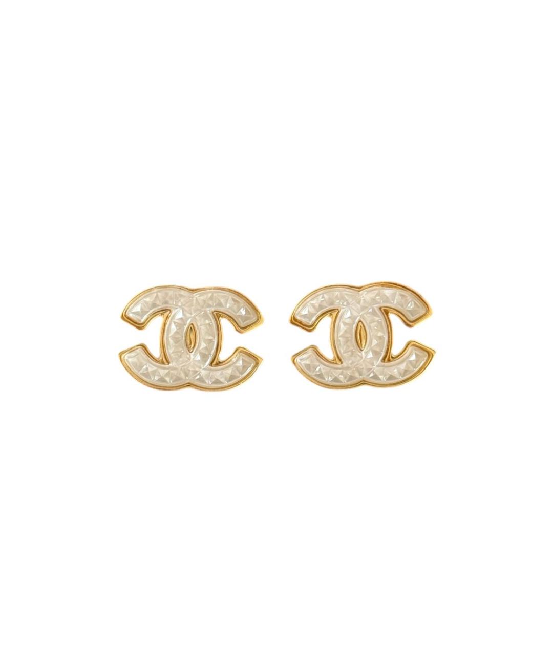 CHANEL Белые металлические серьги, фото 1