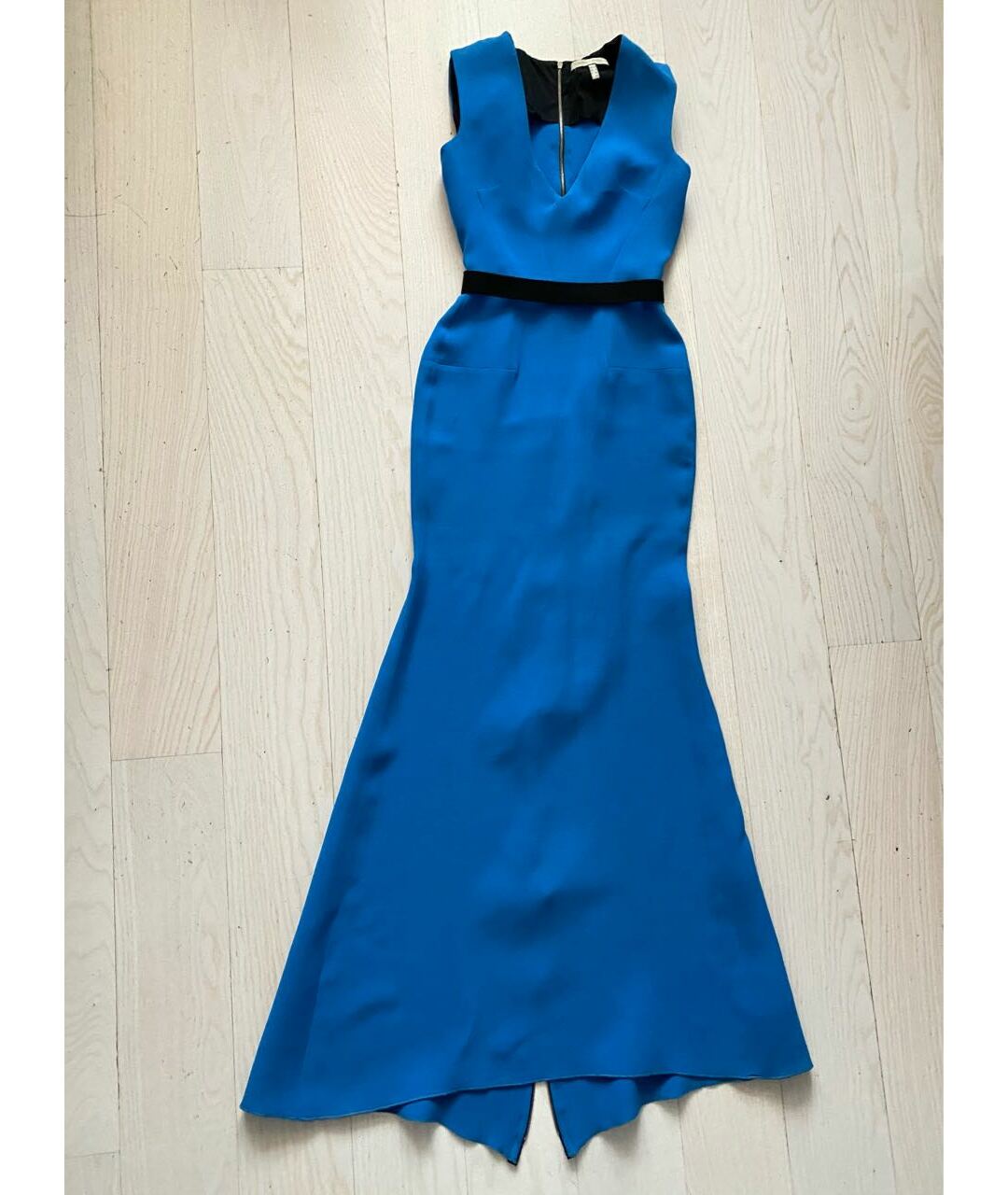 VICTORIA BECKHAM Синее хлопко-эластановое вечернее платье, фото 6