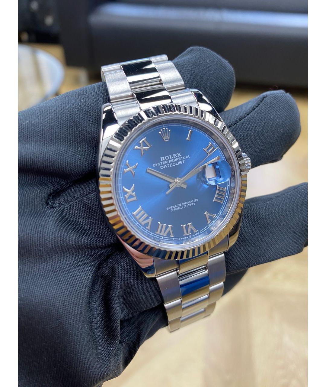 ROLEX Синие часы из белого золота, фото 2