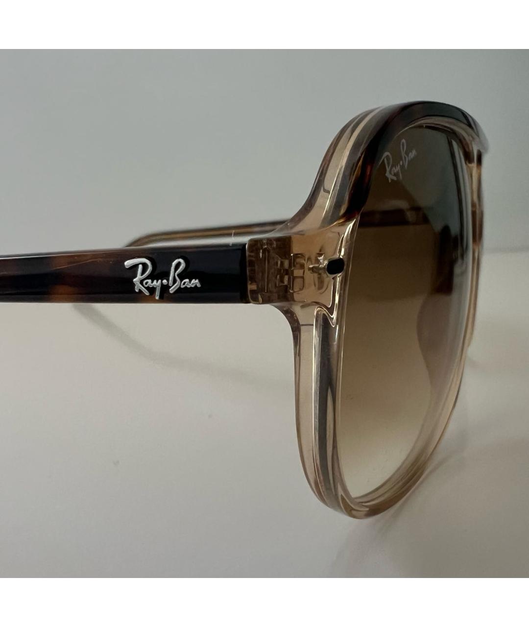 RAY BAN Коричневые пластиковые солнцезащитные очки, фото 3