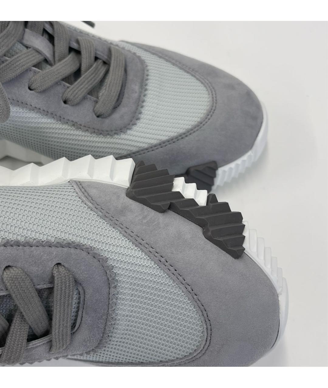 HERMES Серые текстильные кроссовки, фото 6