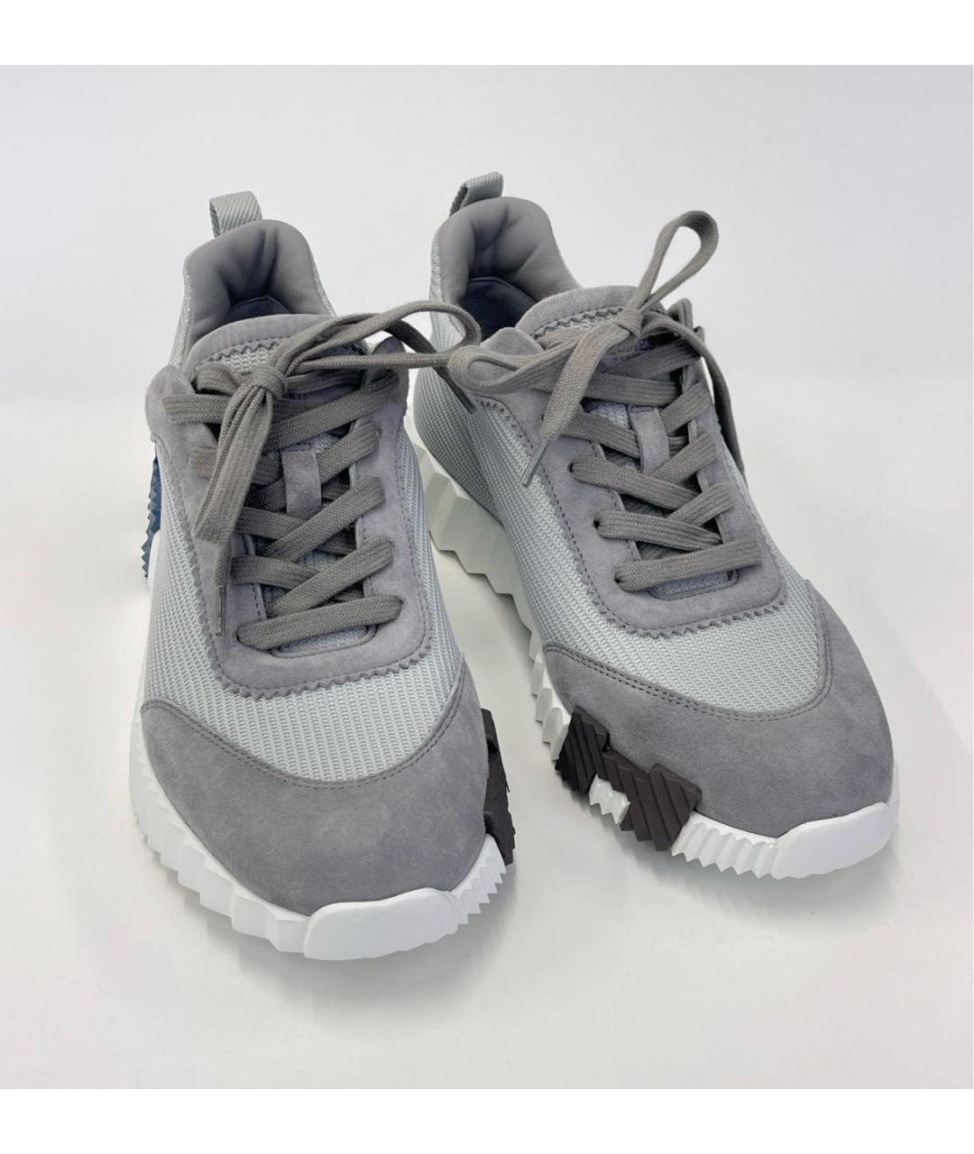 HERMES Серые текстильные кроссовки, фото 2