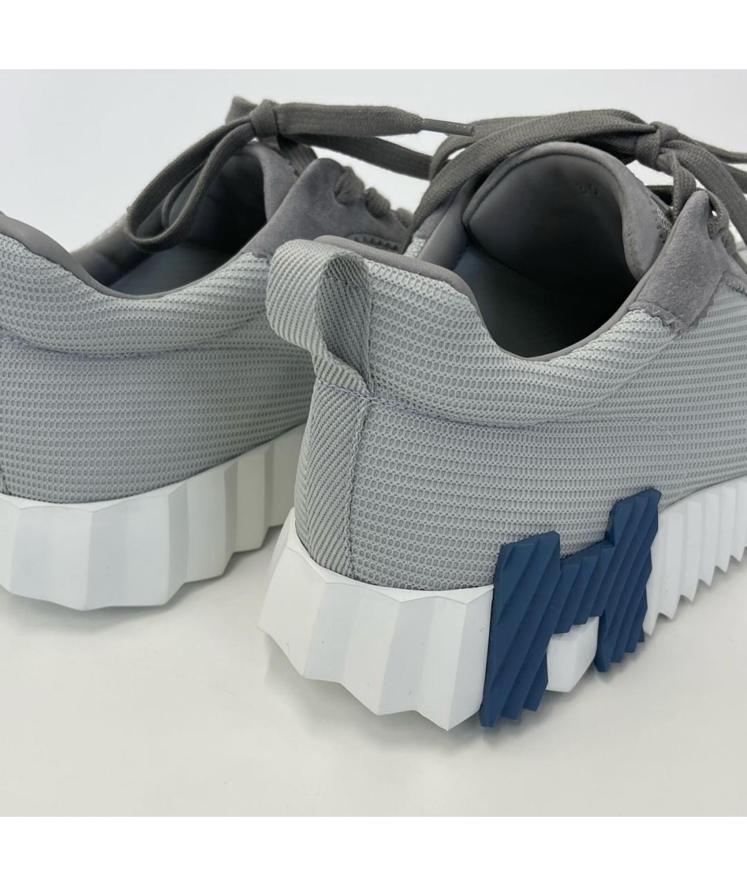 HERMES Серые текстильные кроссовки, фото 5