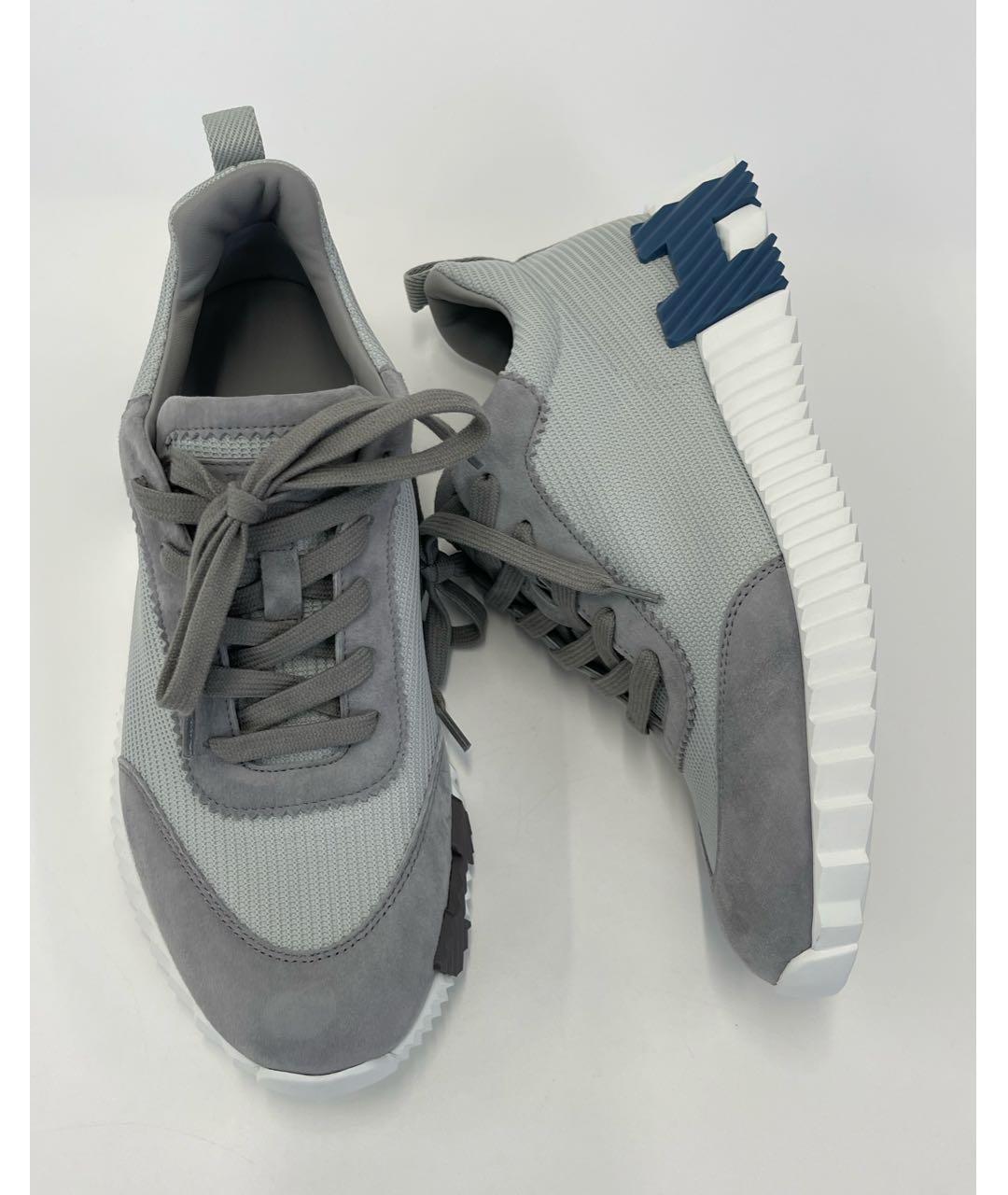 HERMES Серые текстильные кроссовки, фото 3