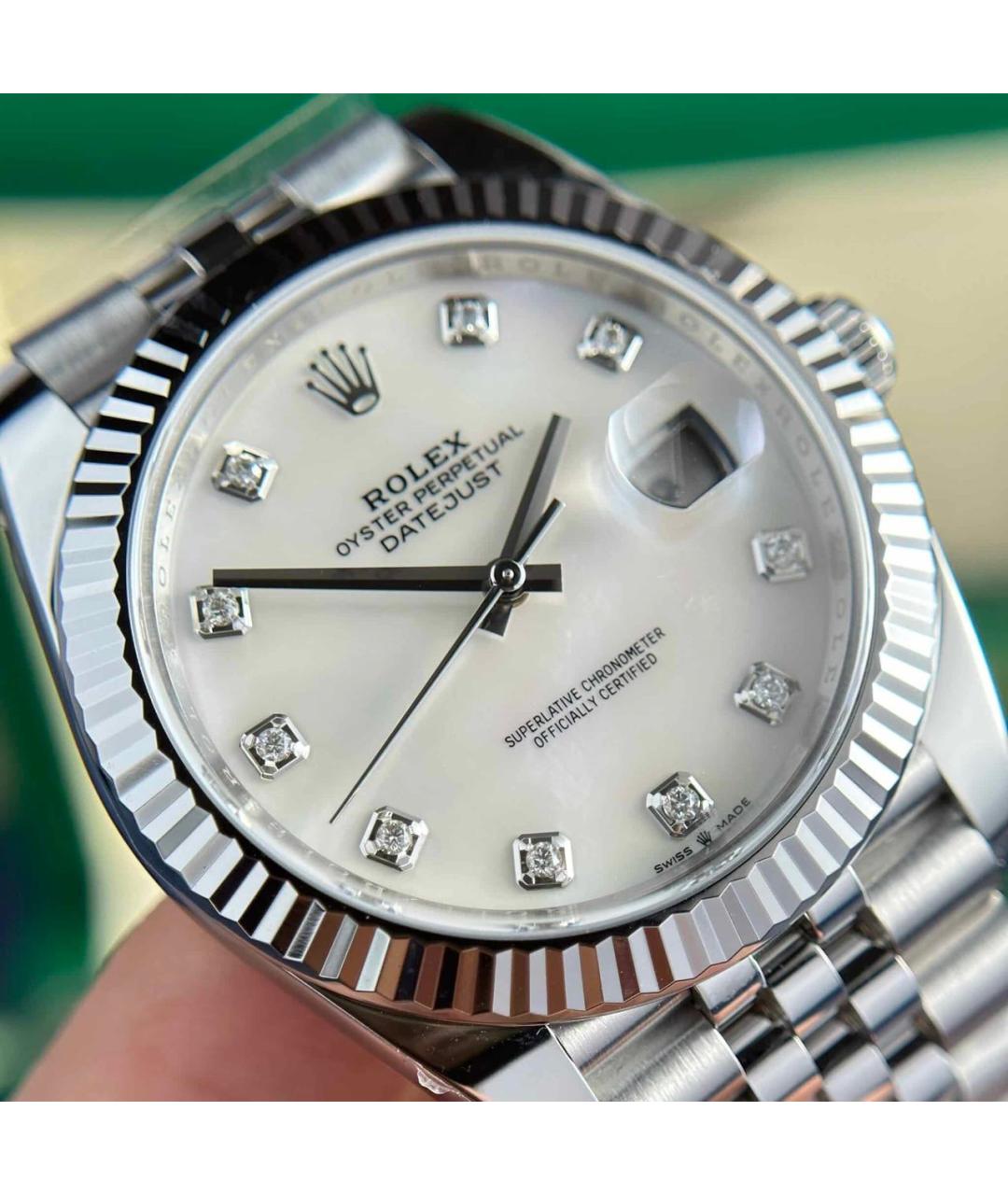 ROLEX Зеленые часы из белого золота, фото 2