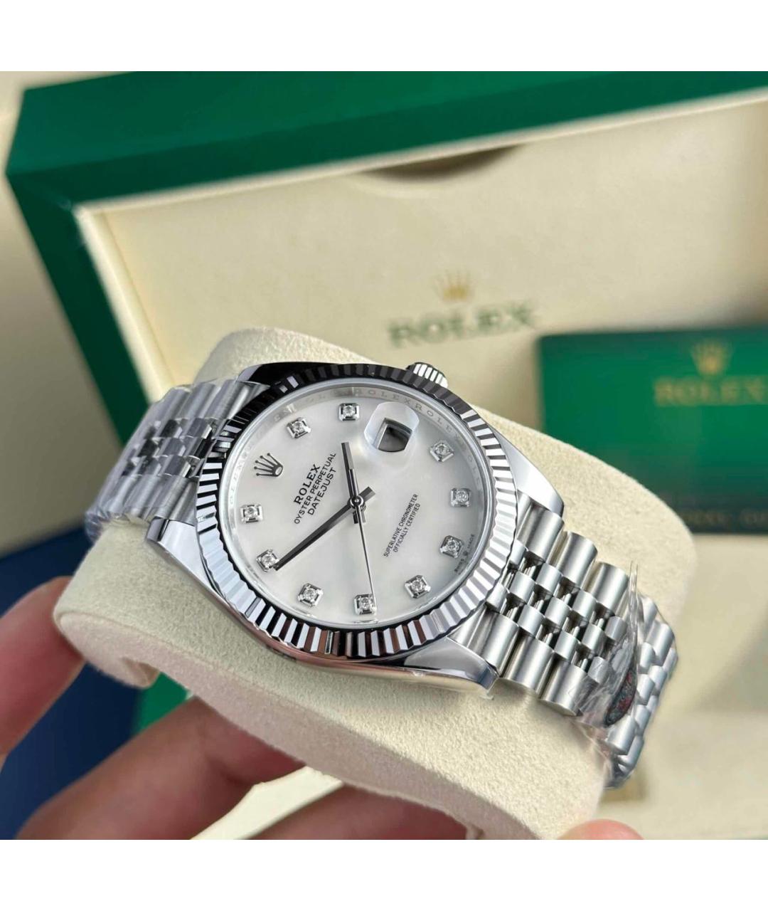 ROLEX Зеленые часы из белого золота, фото 4