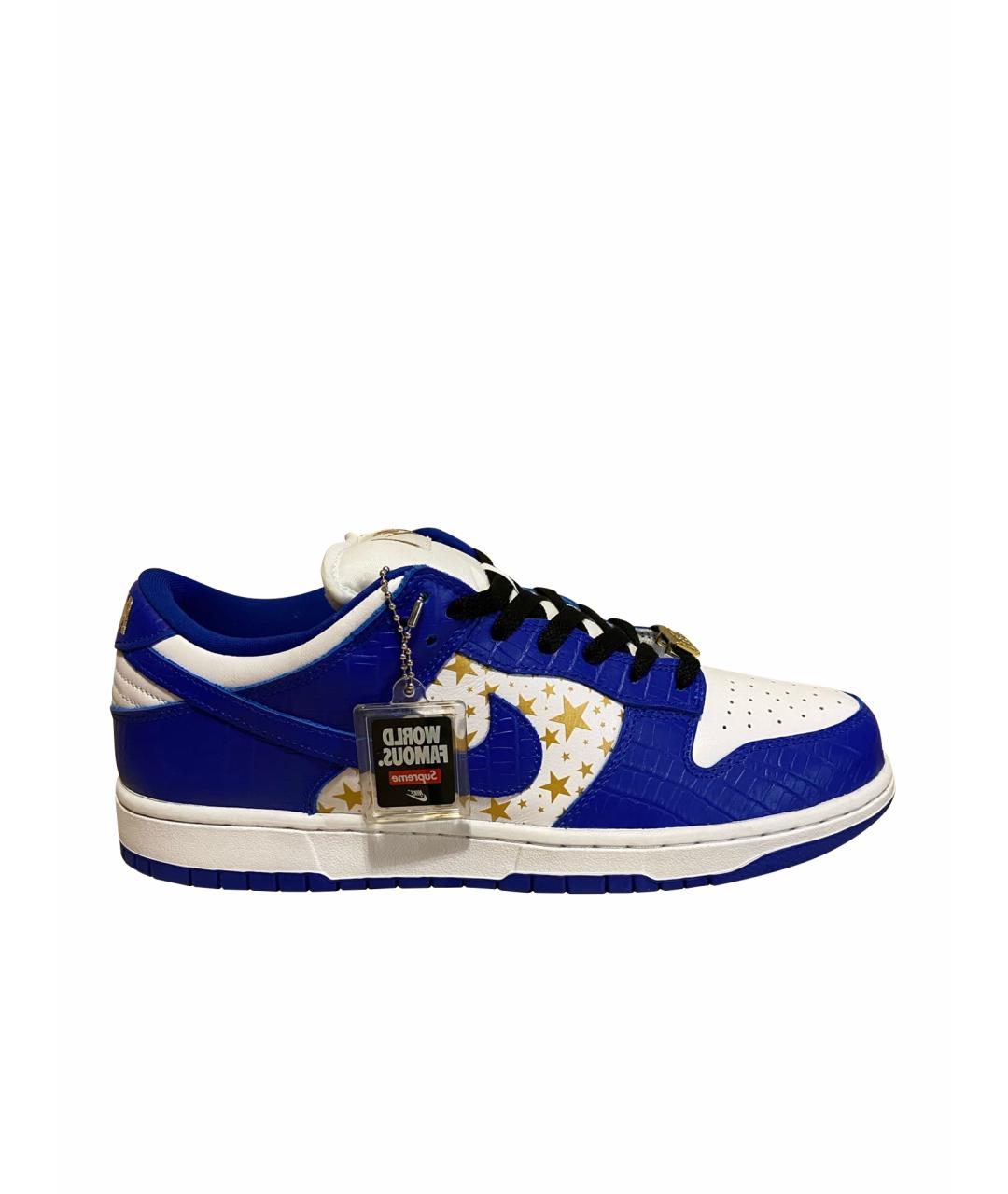 NIKE Темно-синие кожаные низкие кроссовки / кеды, фото 1