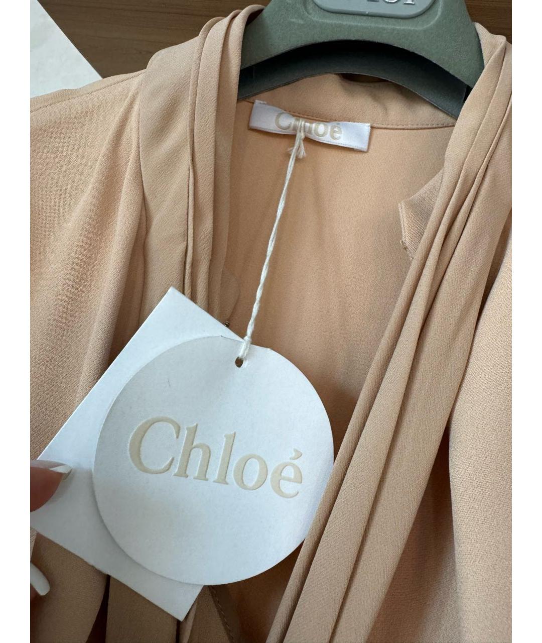 CHLOE Бежевое ацетатное коктейльное платье, фото 4