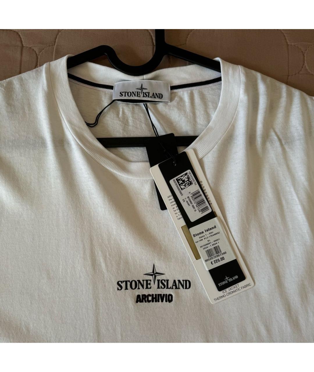 STONE ISLAND Белая хлопковая футболка, фото 3