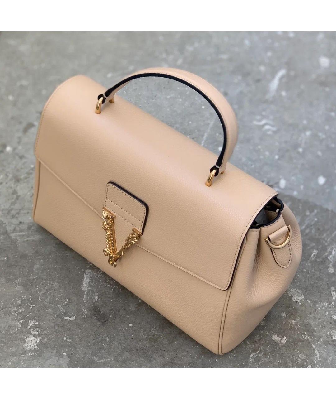 VERSACE Бежевая кожаная сумка через плечо, фото 9