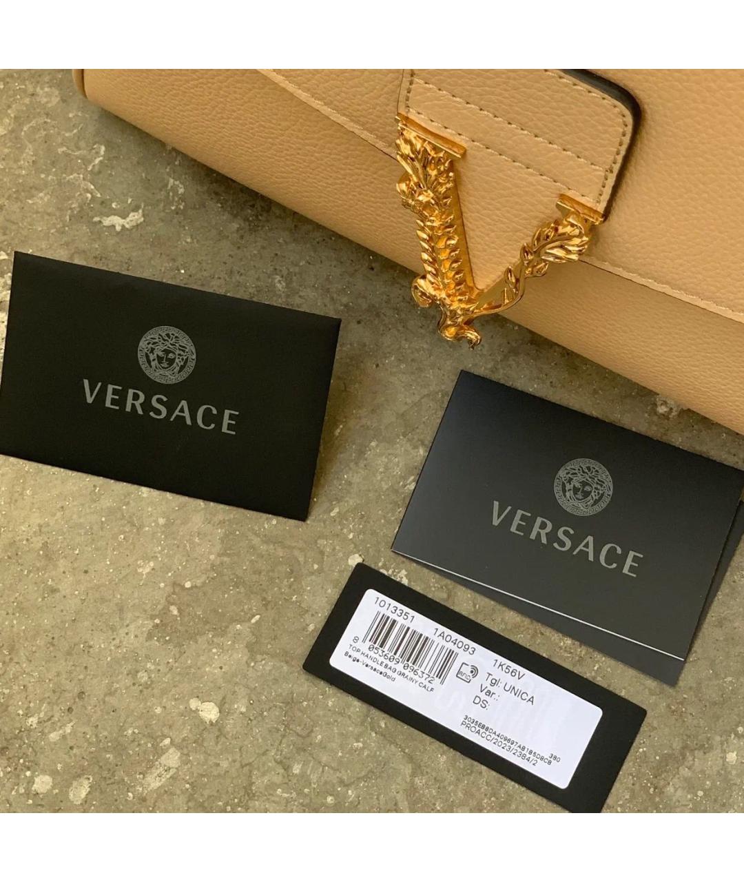 VERSACE Бежевая кожаная сумка через плечо, фото 7