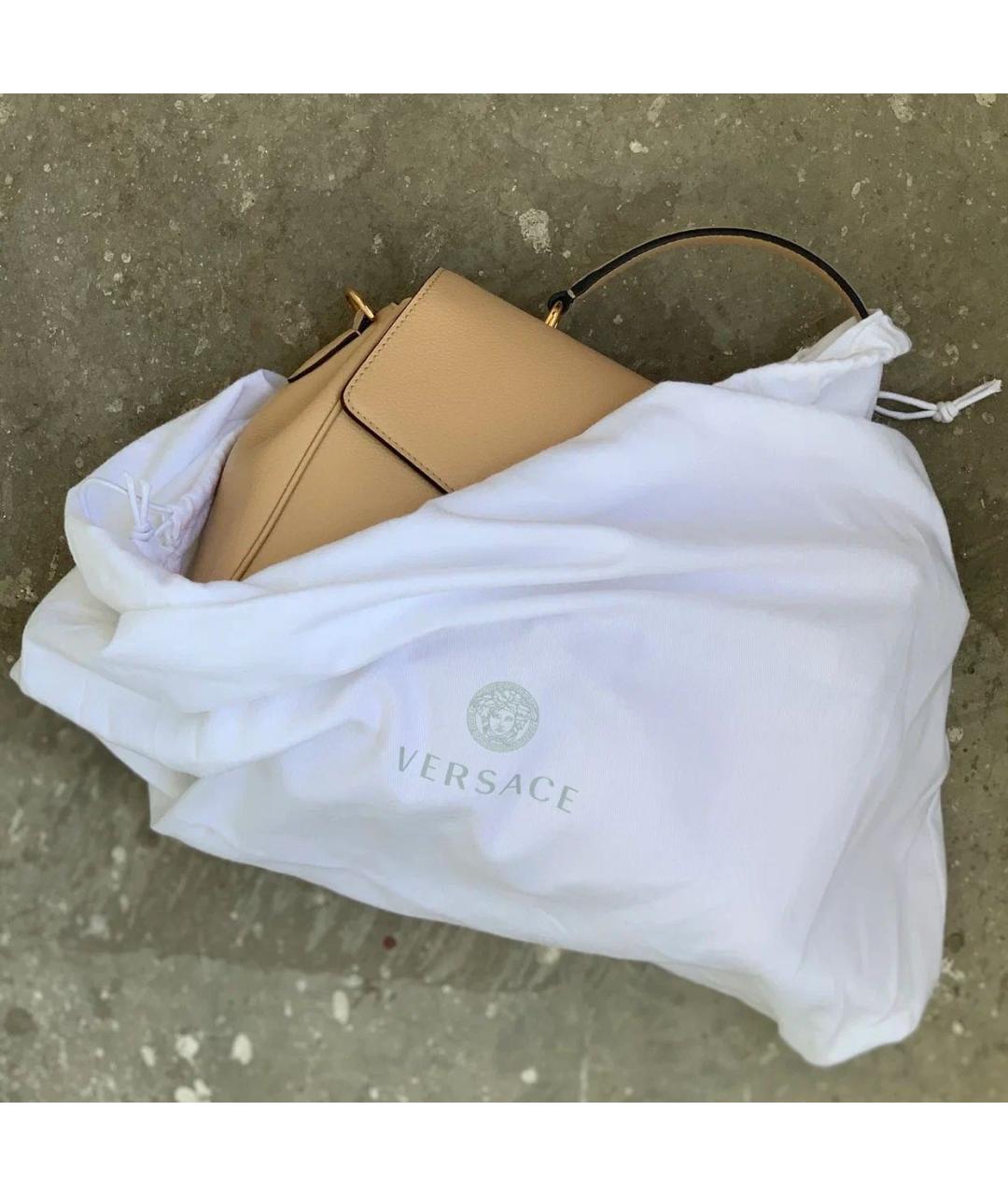 VERSACE Бежевая кожаная сумка через плечо, фото 8