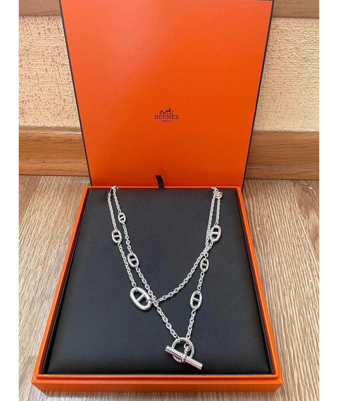 HERMES Серебряное колье из белого золота, фото 2