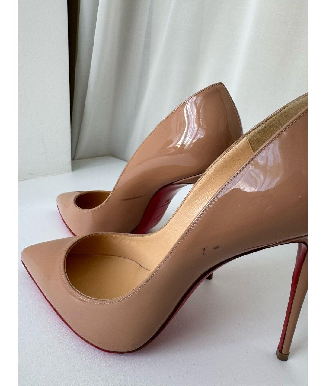 CHRISTIAN LOUBOUTIN Бежевые кожаные туфли, фото 6