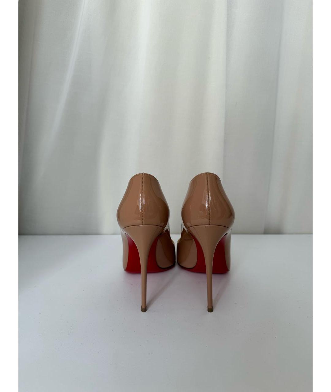 CHRISTIAN LOUBOUTIN Бежевые кожаные туфли, фото 4