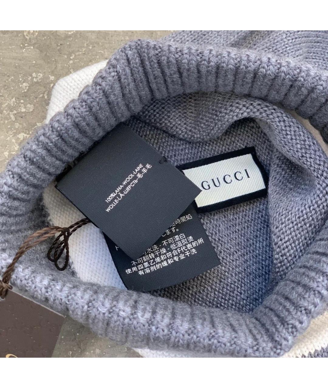 GUCCI Серая шерстяная шапка, фото 8