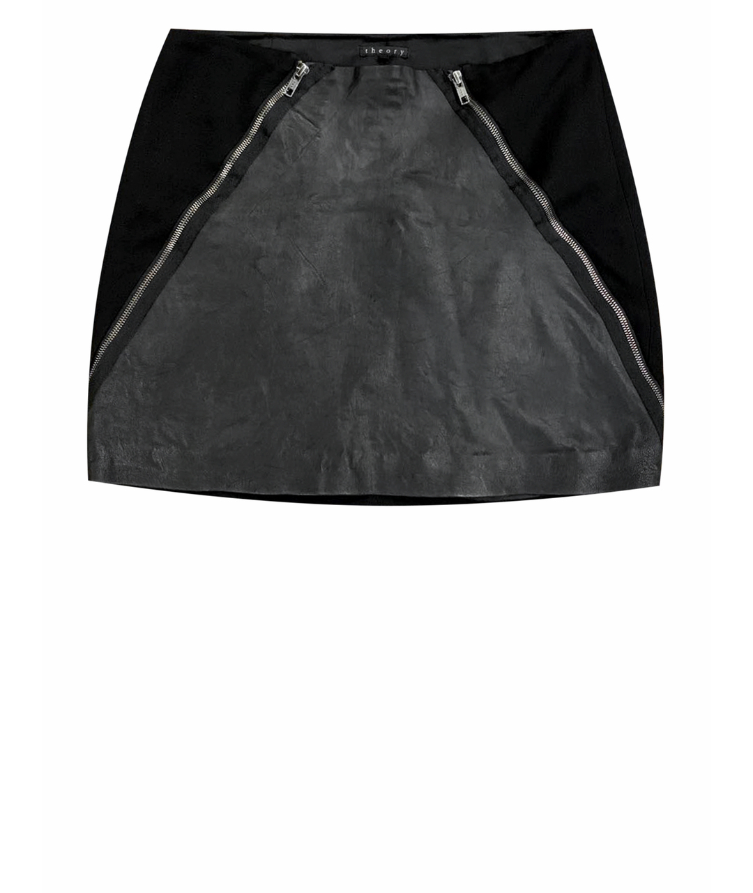 THEORY Черная кожаная юбка мини, фото 1