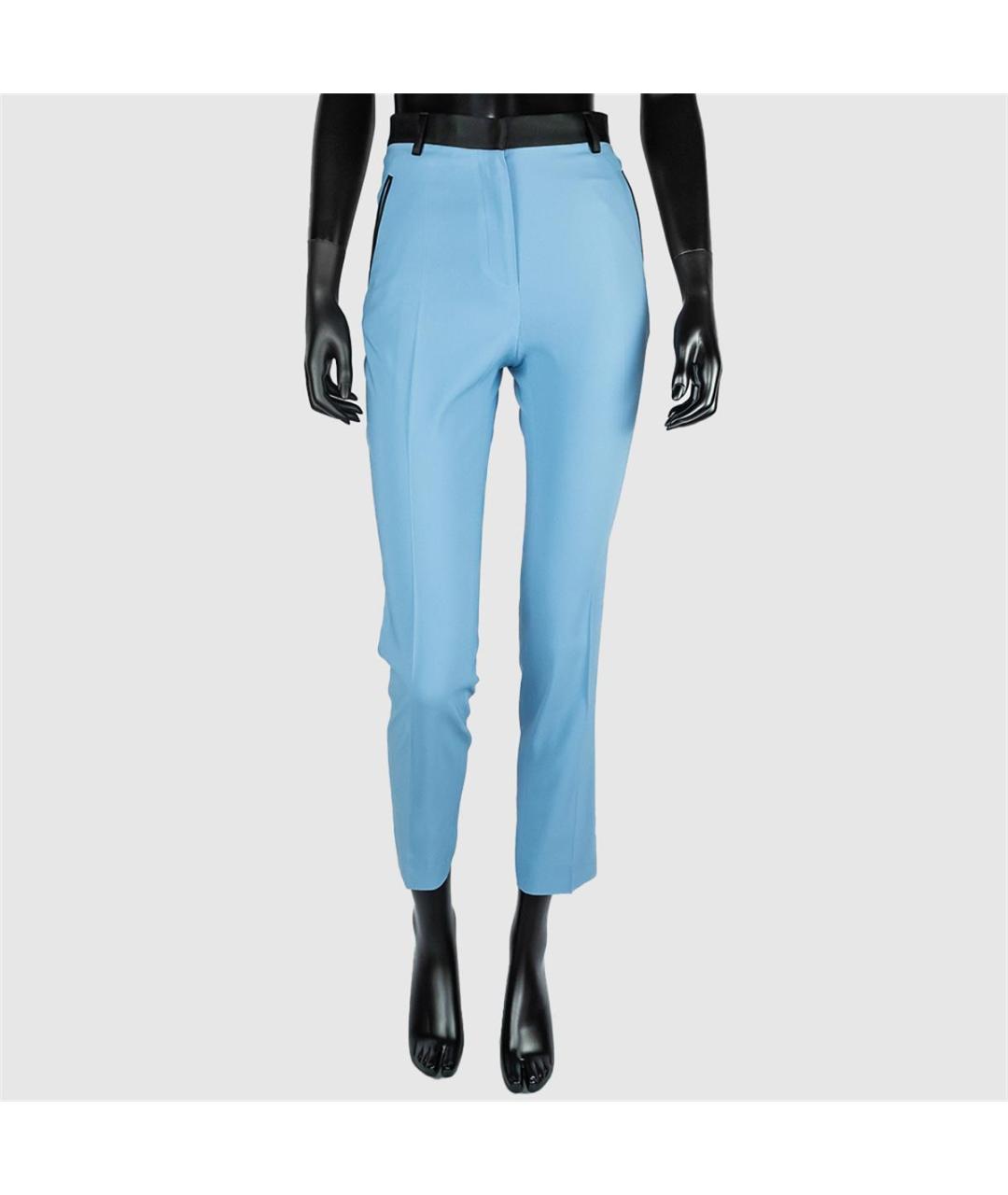 CELINE Голубые ацетатные прямые брюки, фото 4