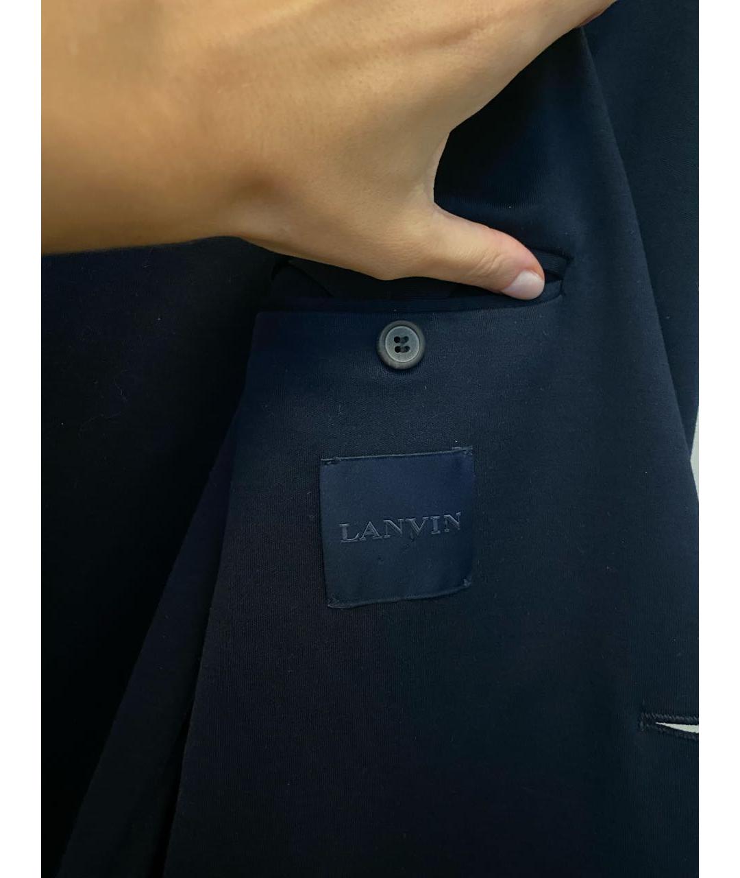 LANVIN Темно-синий хлопковый пиджак, фото 4