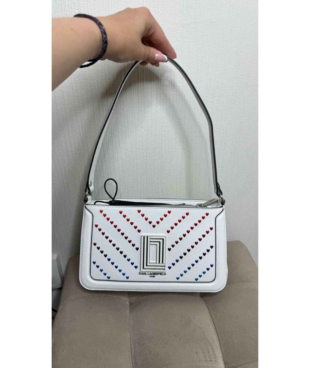 KARL LAGERFELD Белая сумка через плечо из искусственной кожи, фото 5