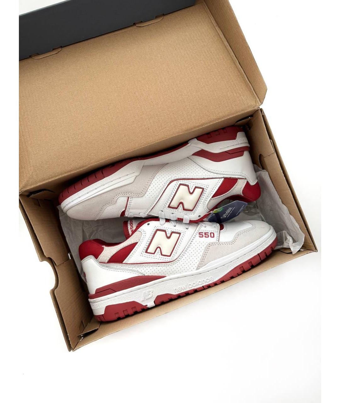 NEW BALANCE Красные кожаные низкие кроссовки / кеды, фото 5