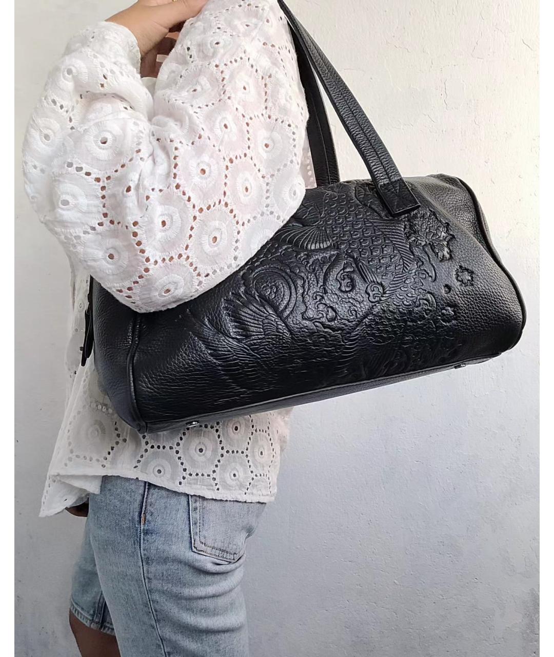 JEAN PAUL GAULTIER Черная кожаная сумка тоут, фото 7