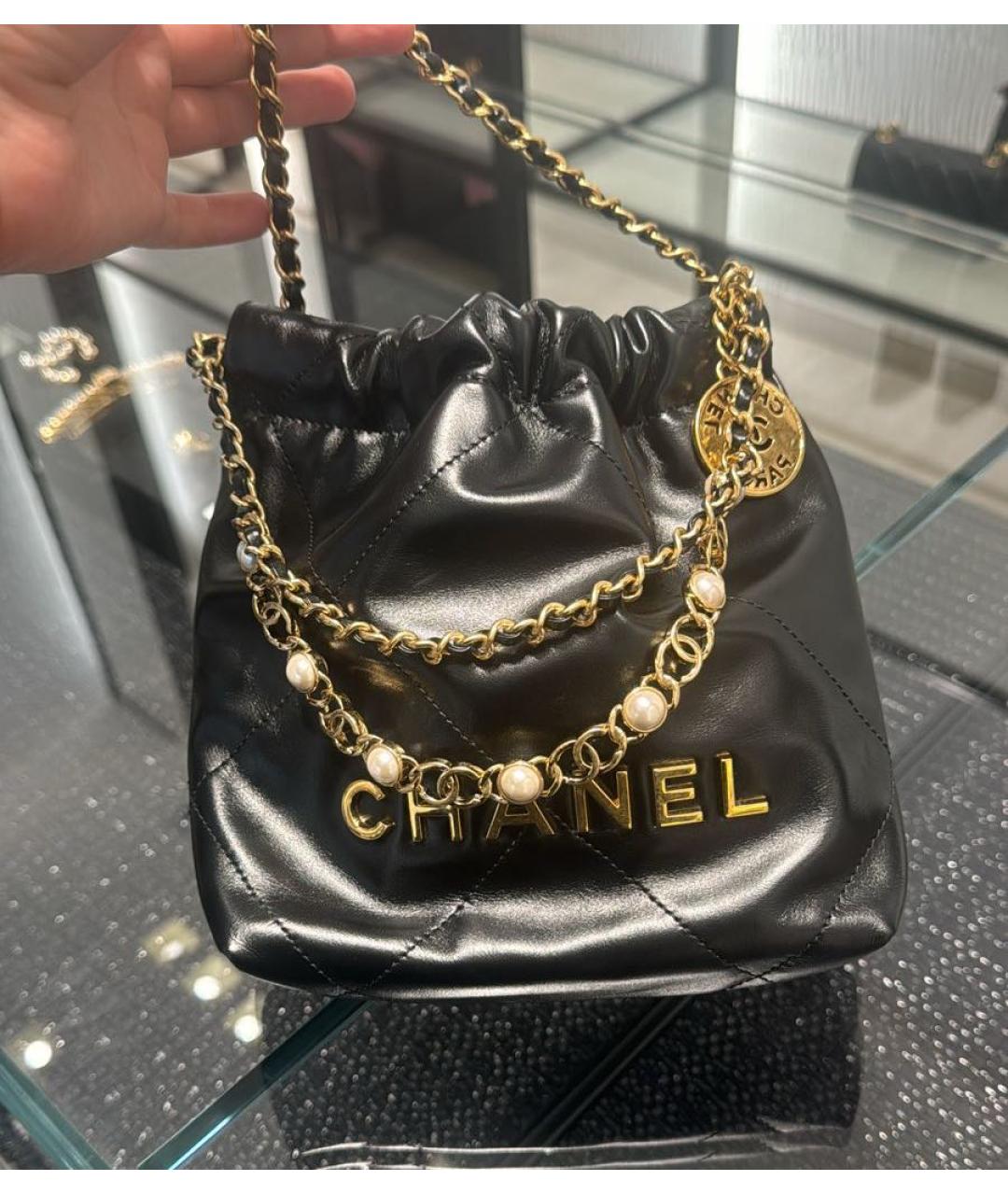 CHANEL Черная кожаная сумка через плечо, фото 4