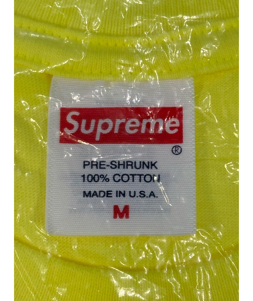 SUPREME Желтая хлопковая футболка, фото 6