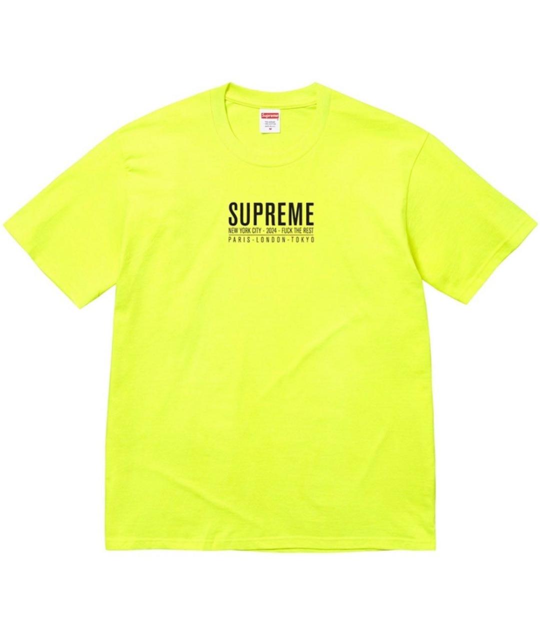 SUPREME Желтая хлопковая футболка, фото 9