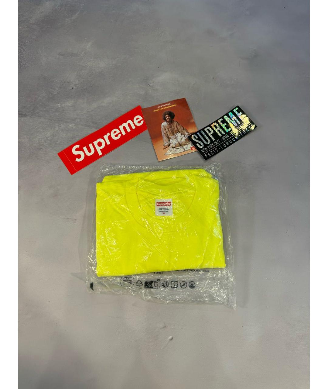 SUPREME Желтая хлопковая футболка, фото 4