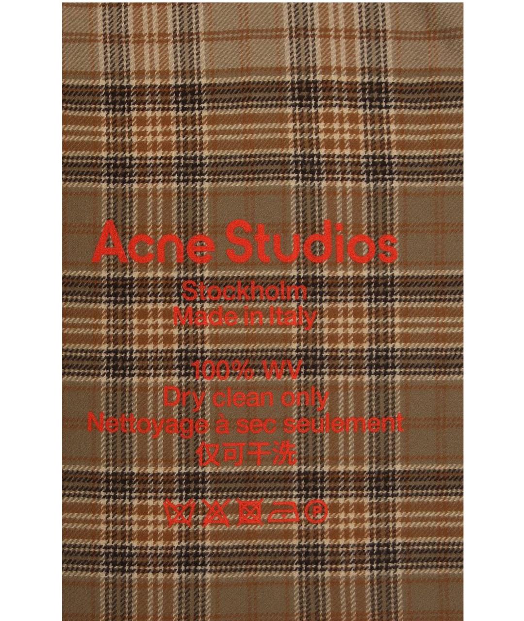 ACNE STUDIOS Коричневый шерстяной шарф, фото 2