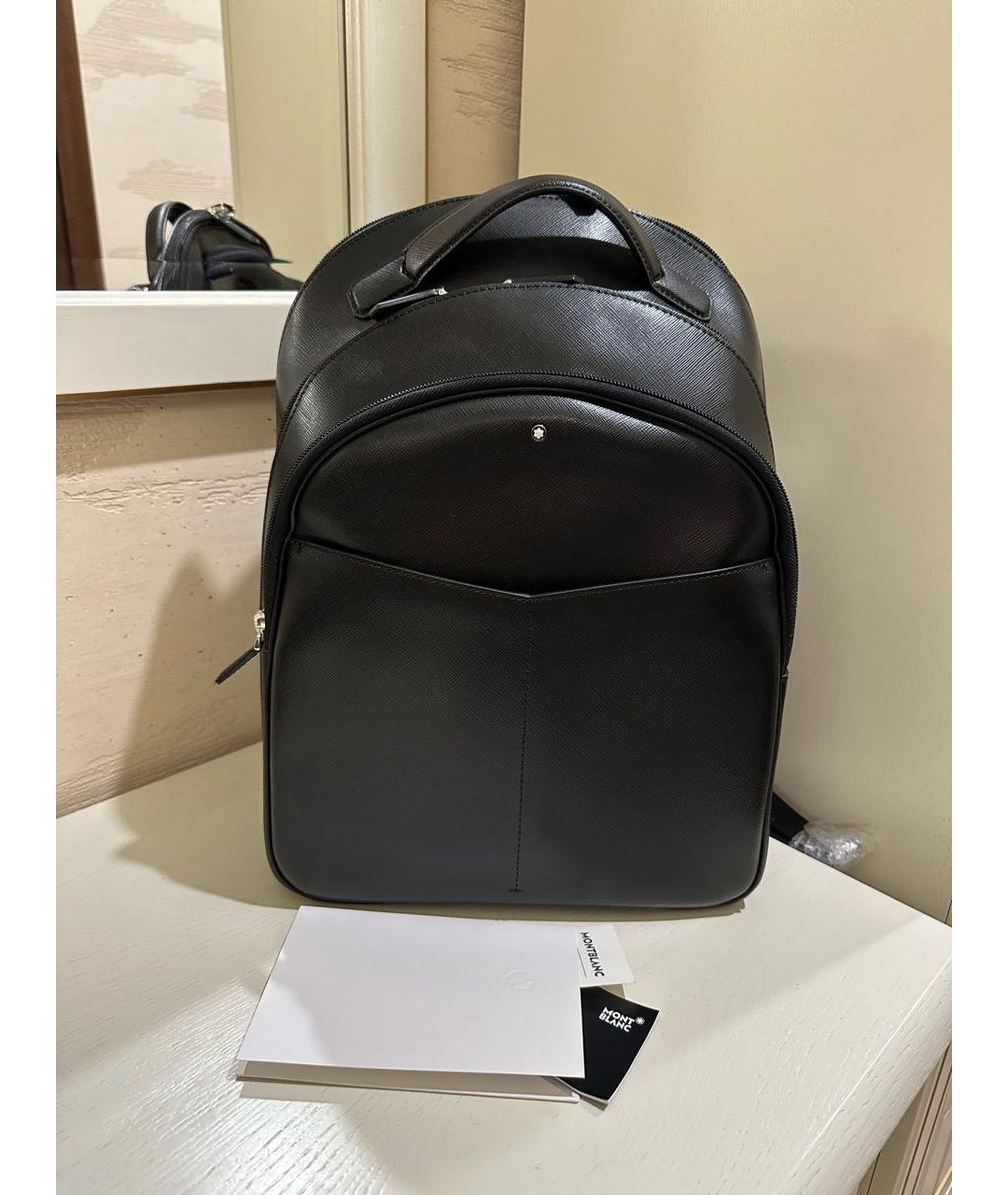 MONTBLANC Черный кожаный рюкзак, фото 2