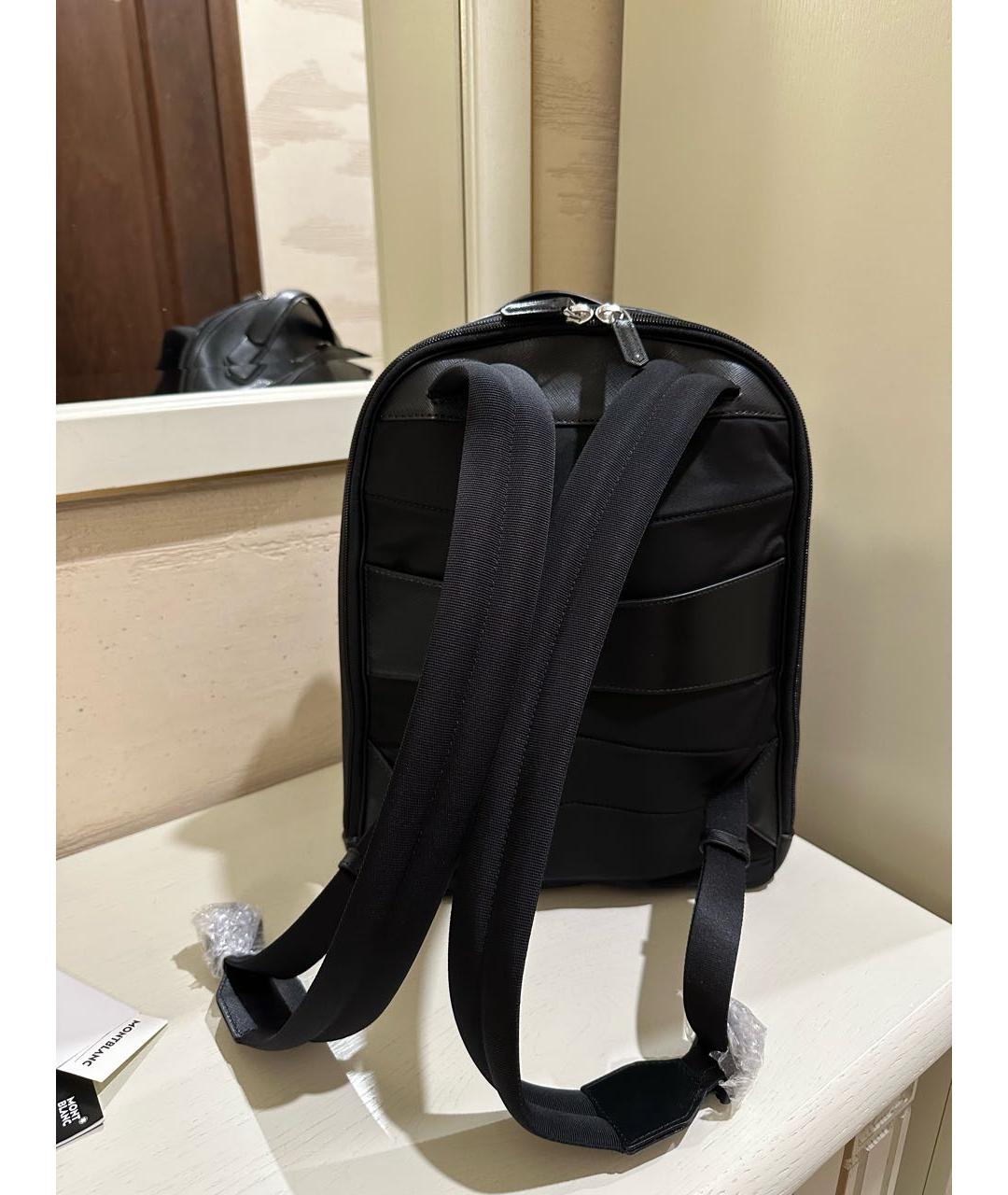 MONTBLANC Черный кожаный рюкзак, фото 3