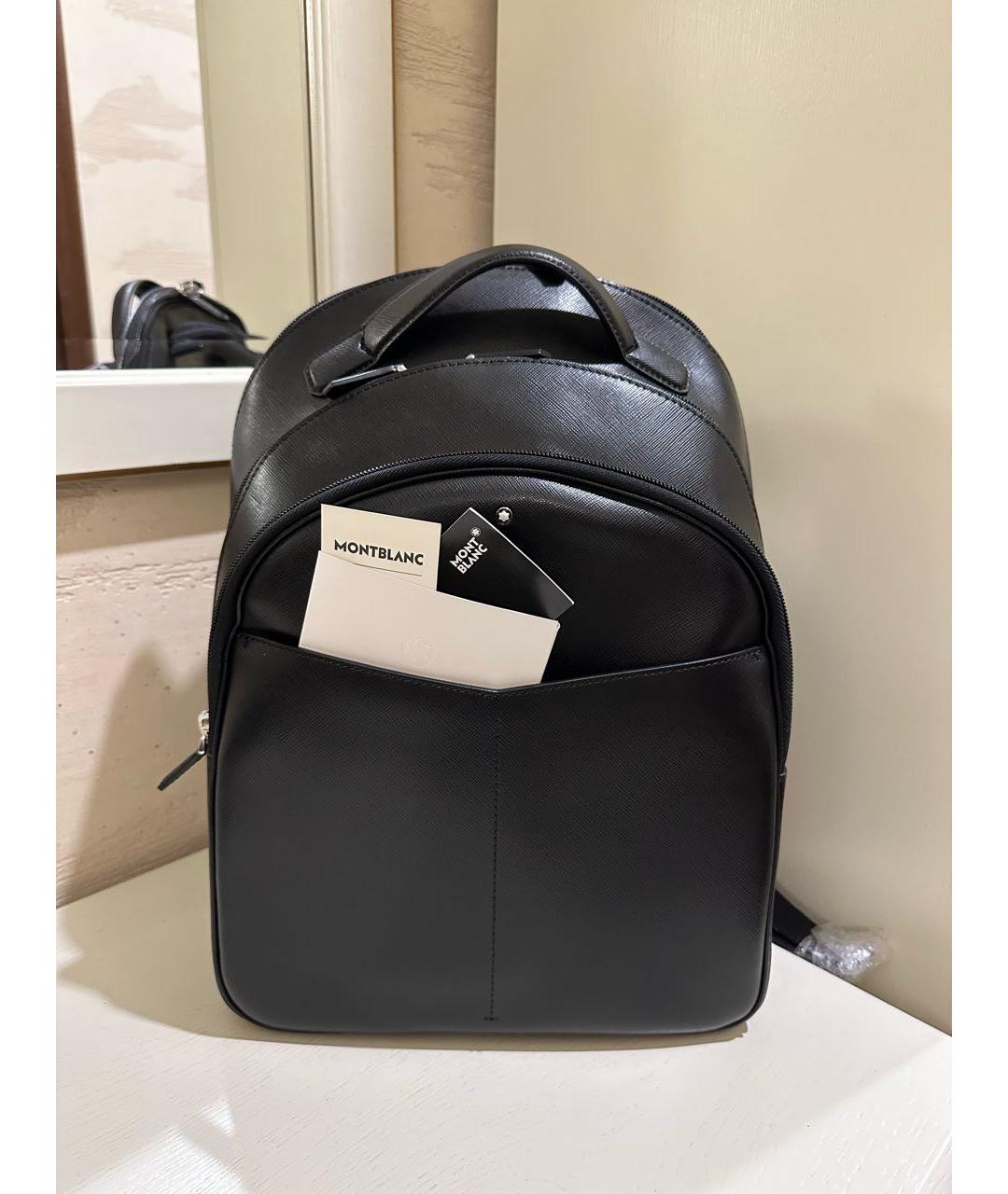 MONTBLANC Черный кожаный рюкзак, фото 9