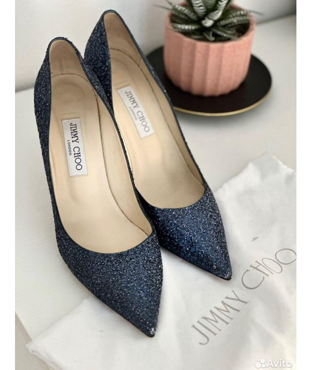 JIMMY CHOO Синие кожаные туфли, фото 2