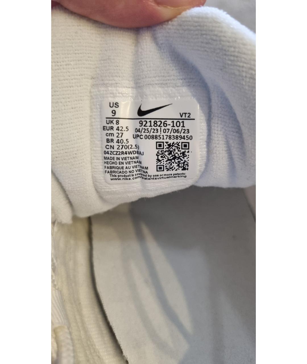 NIKE Белые текстильные низкие кроссовки / кеды, фото 5