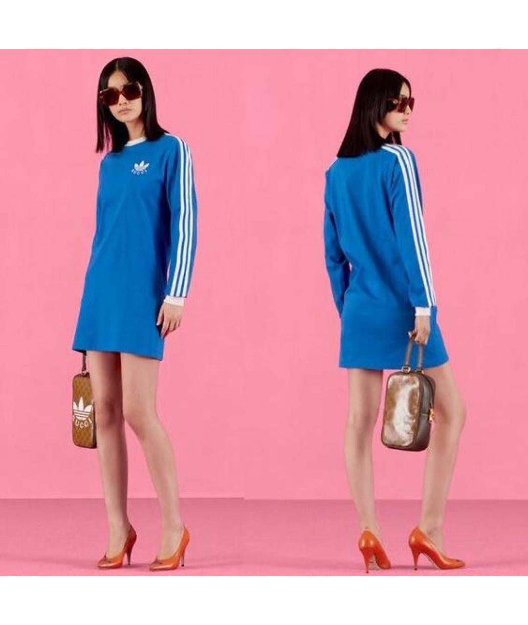 GUCCI Голубое хлопковое повседневное платье, фото 2