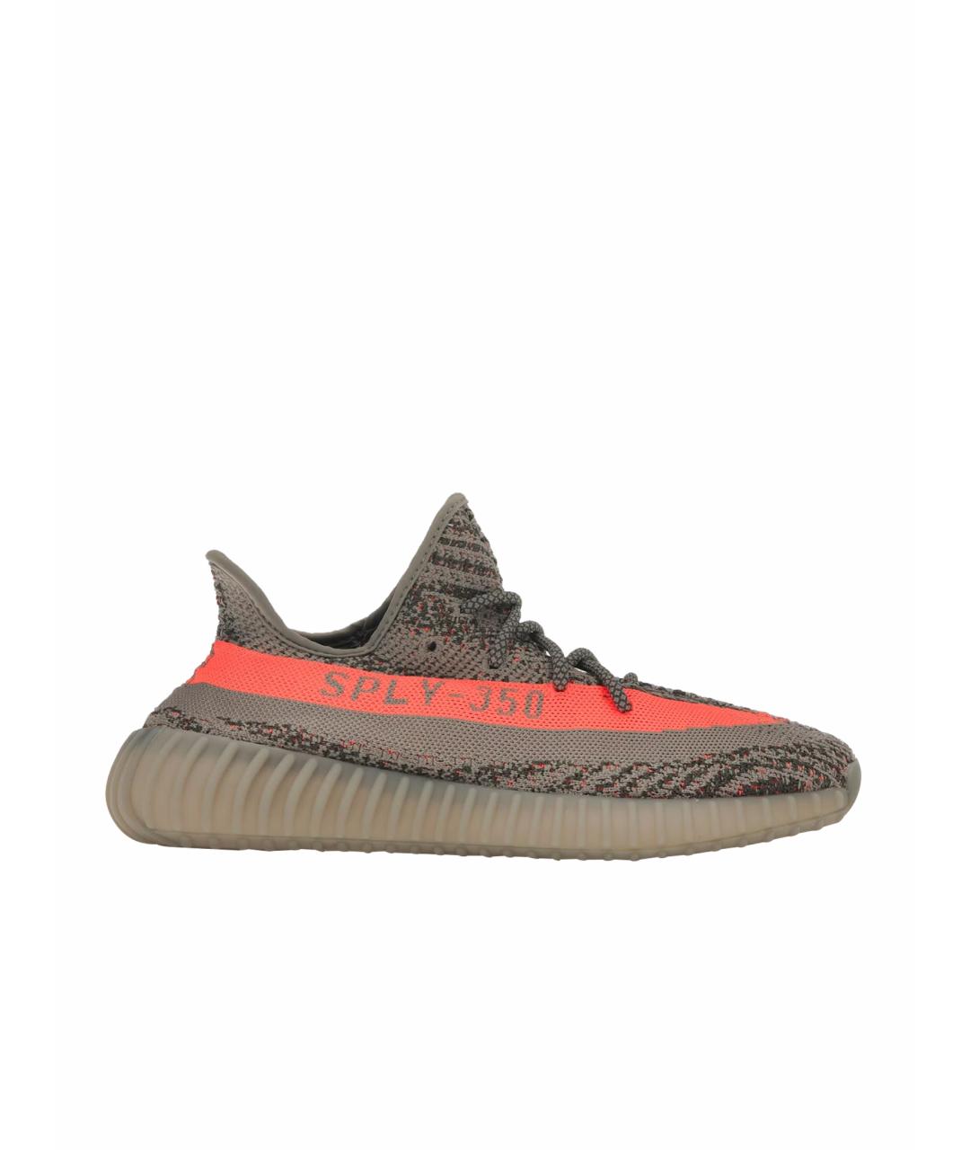 ADIDAS YEEZY Серые текстильные низкие кроссовки / кеды, фото 1