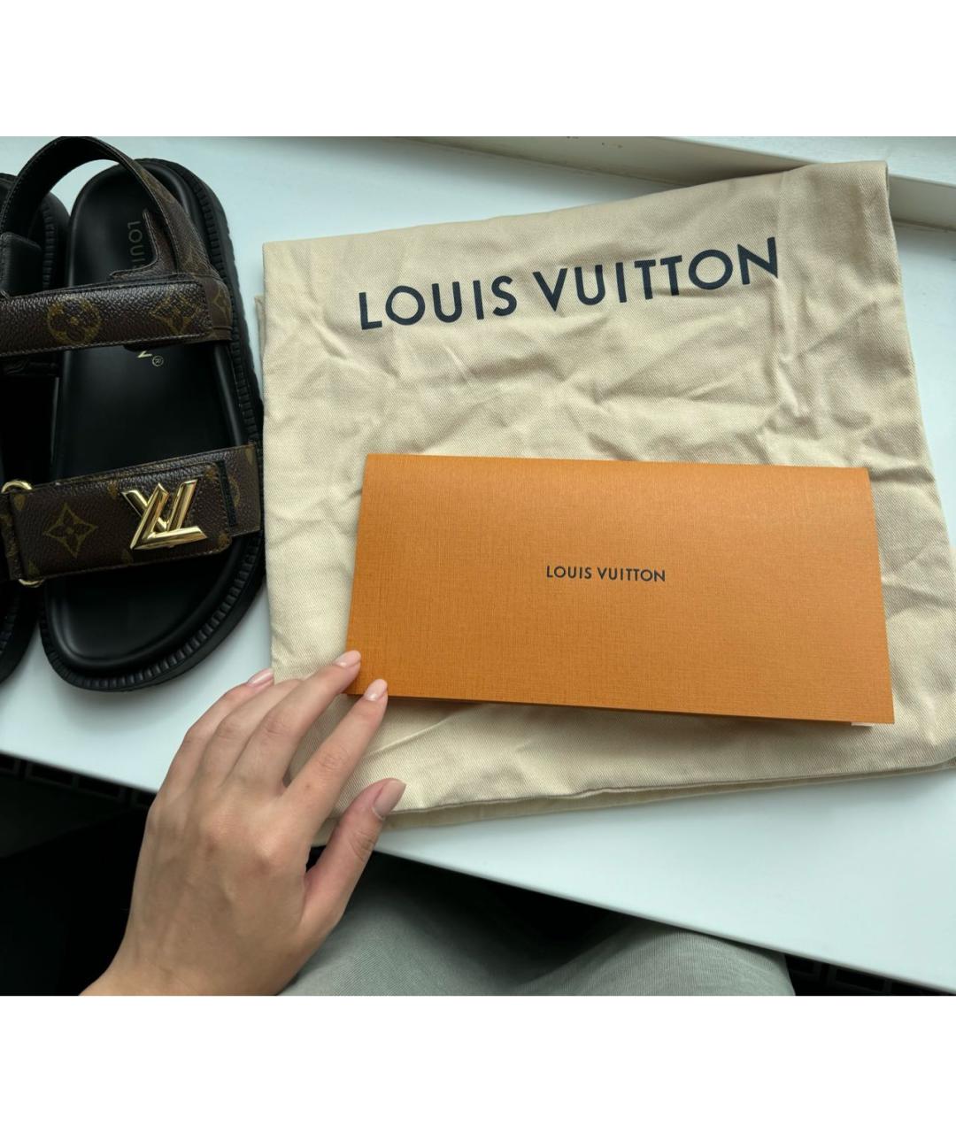 LOUIS VUITTON Коричневые сандалии, фото 7