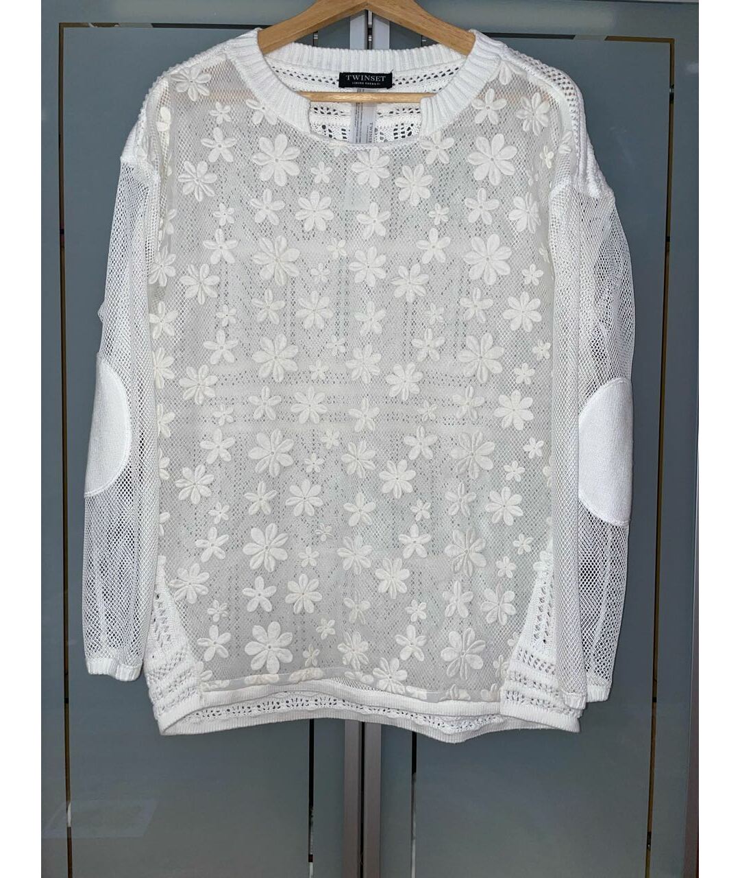 TWIN-SET Белый хлопковый джемпер / свитер, фото 7
