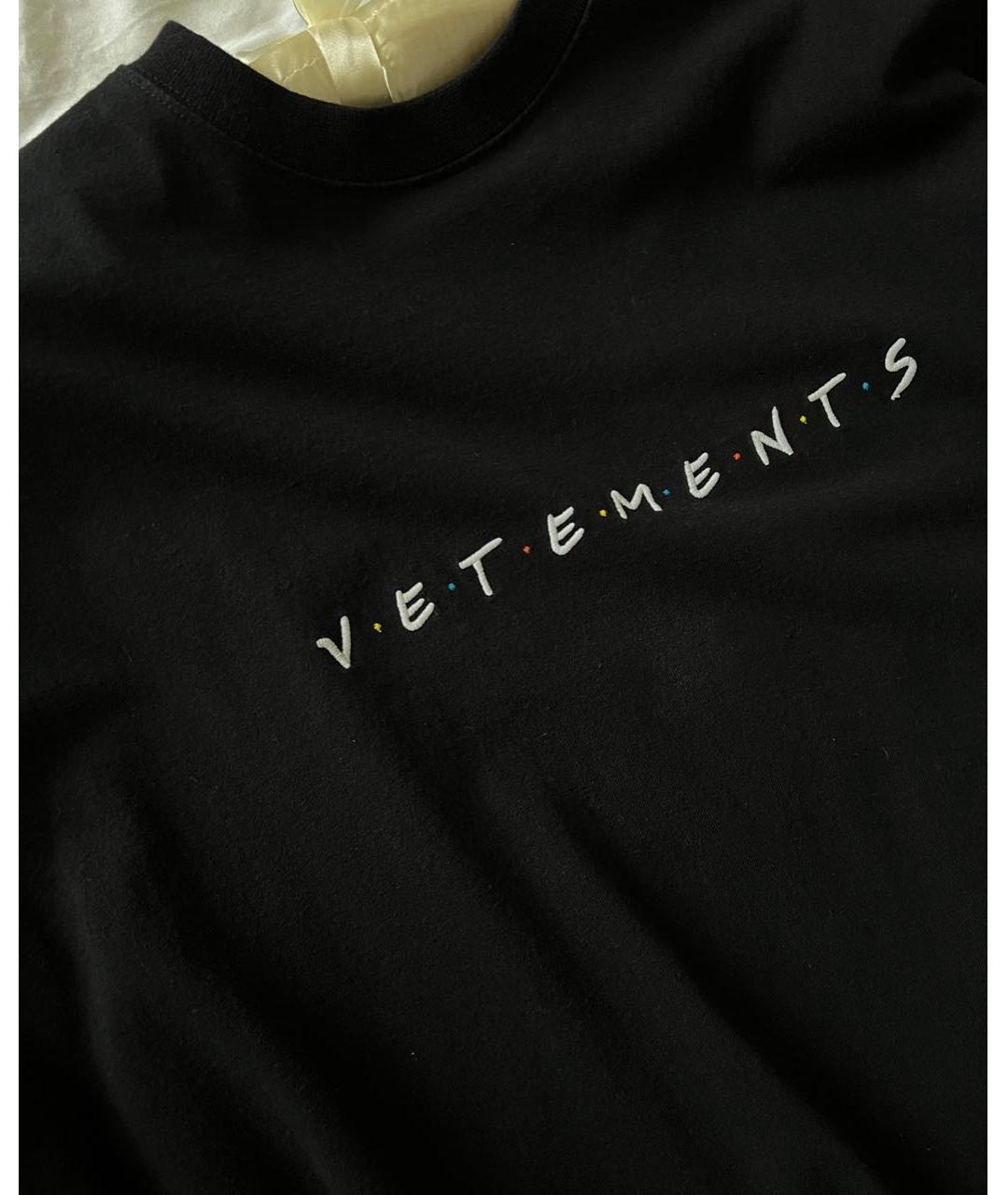 VETEMENTS Черная хлопковая футболка, фото 4