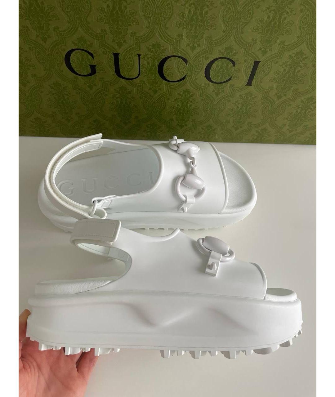 GUCCI Белые сандалии, фото 6