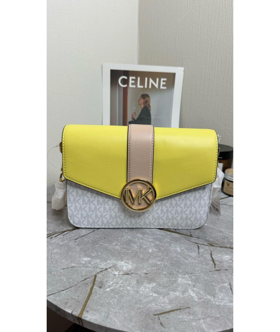 MICHAEL KORS Желтая кожаная сумка через плечо, фото 5