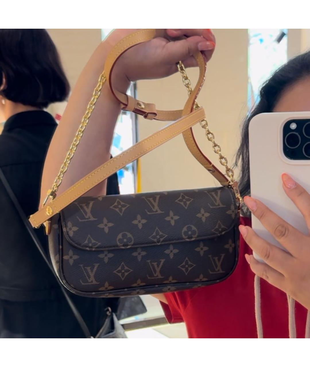 LOUIS VUITTON Коричневая кожаная сумка через плечо, фото 8