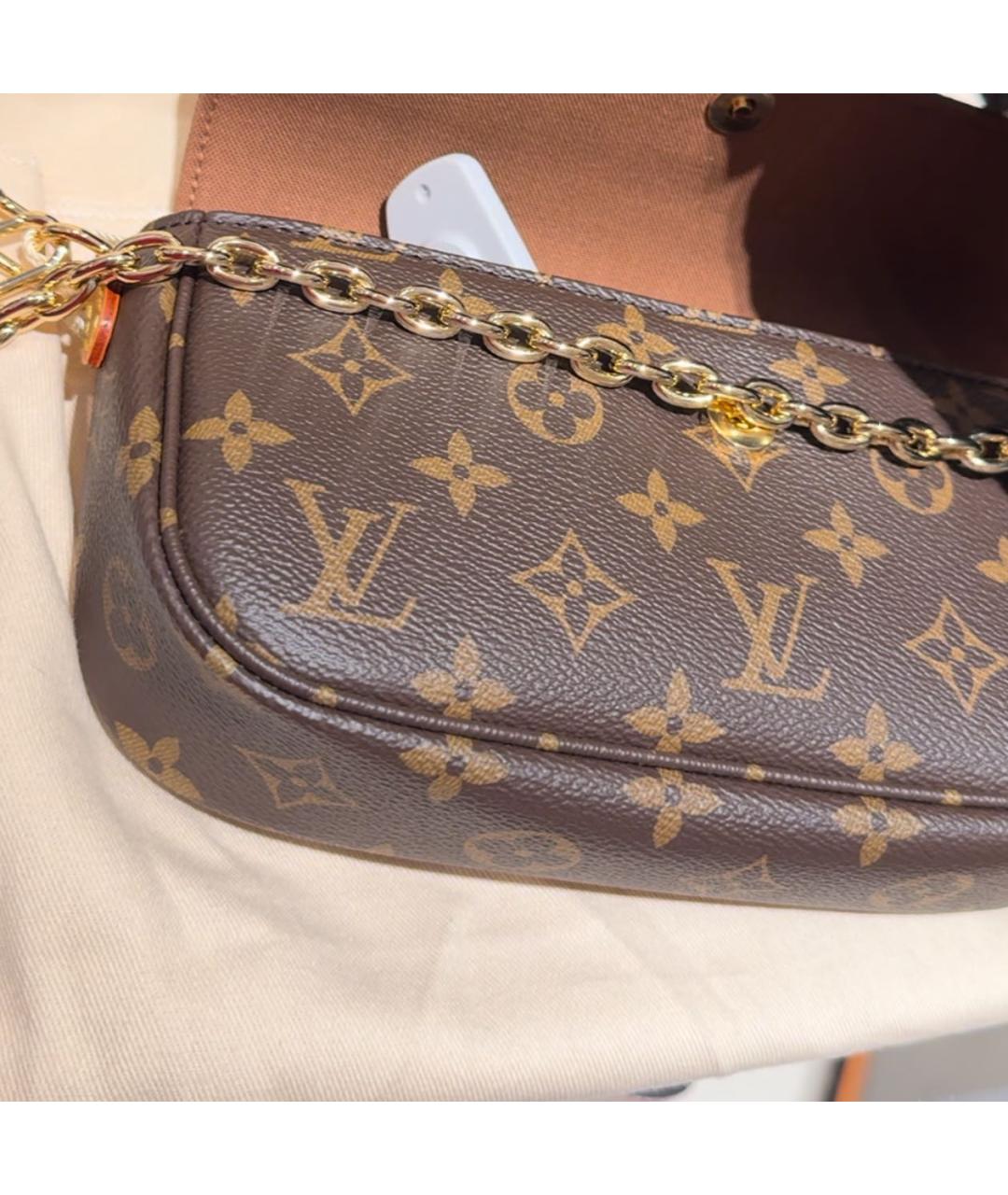 LOUIS VUITTON Коричневая кожаная сумка через плечо, фото 6